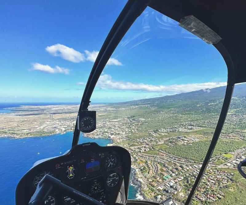 Helicopter view above Kona Coast