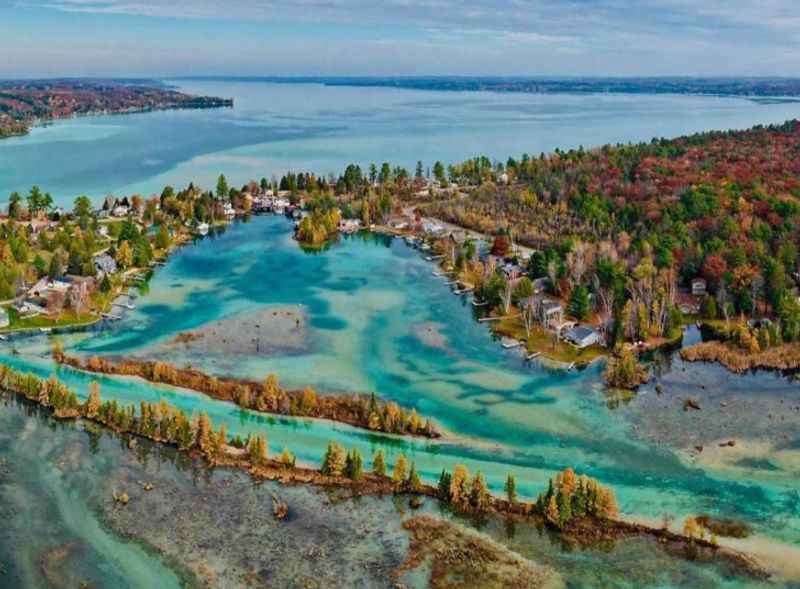 aerial view of the lake michigan