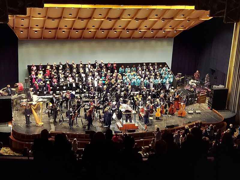 view of a concert with a band and orchestra