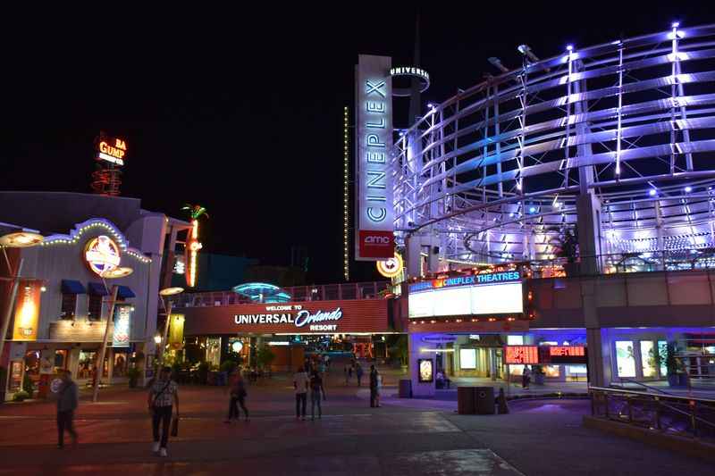 facade of the movide building at night