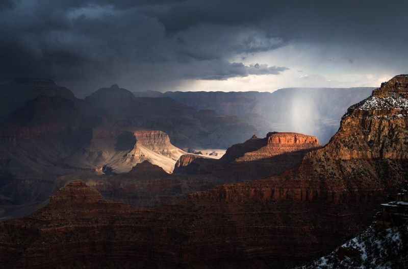 dark grayed sky above the Grand Canyon Rim  