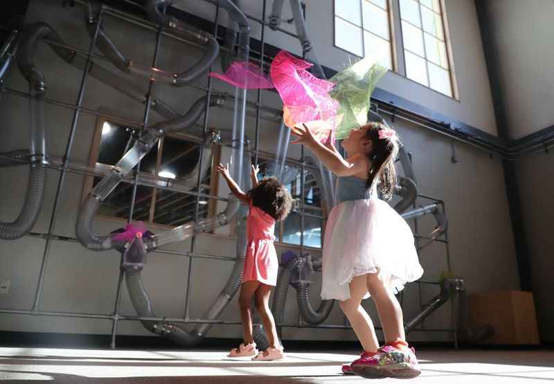 Two little girl holding a kite