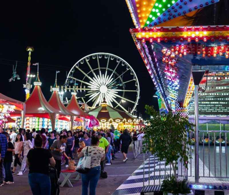 people enjoying the carnival with different lights around