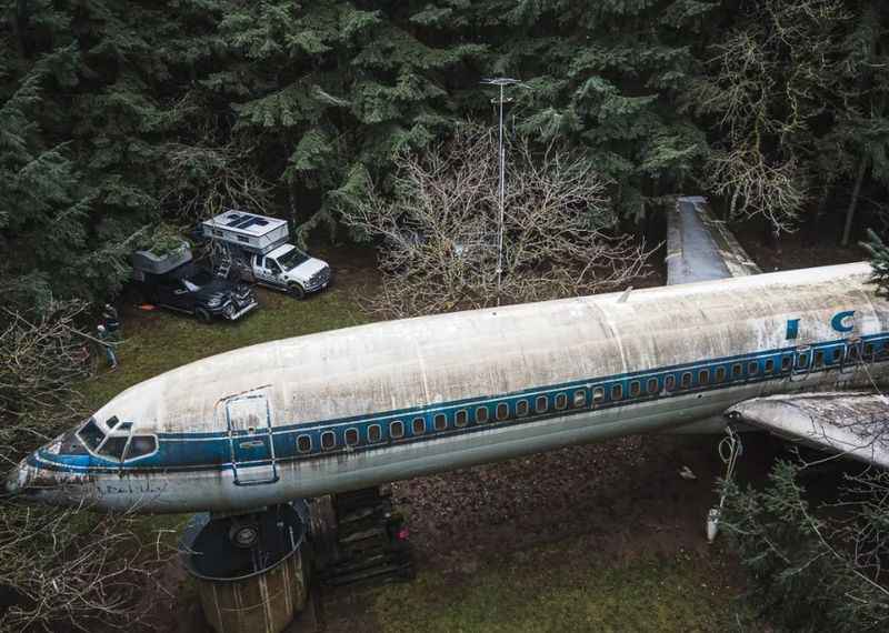 Airplane Home in the Woods