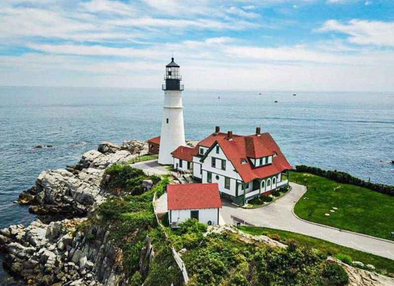 a lighthouse on a rocky shore