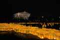 a large number of lanterns lit up the night sky