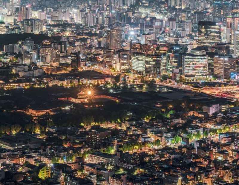 the city aerial view at night