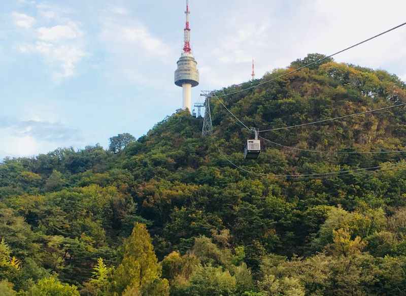 a view of the sky tower from the top of the mountain