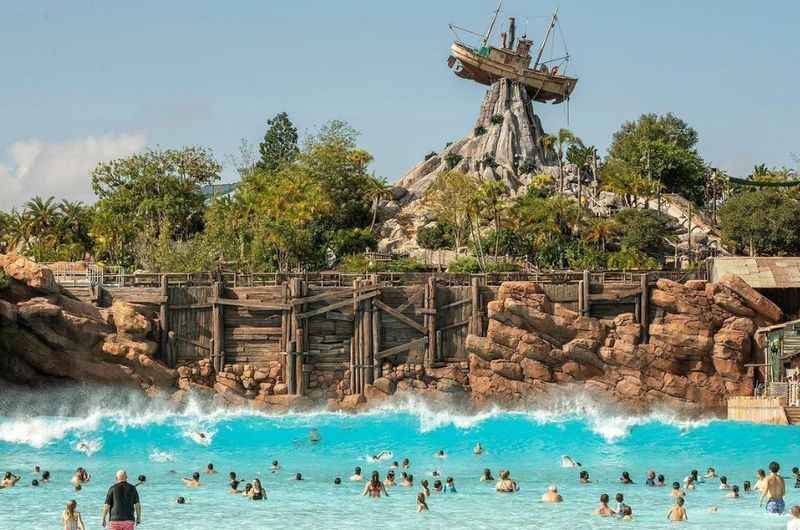 water park with many people enjoying the waves