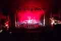 the stage at the theatre with red lights