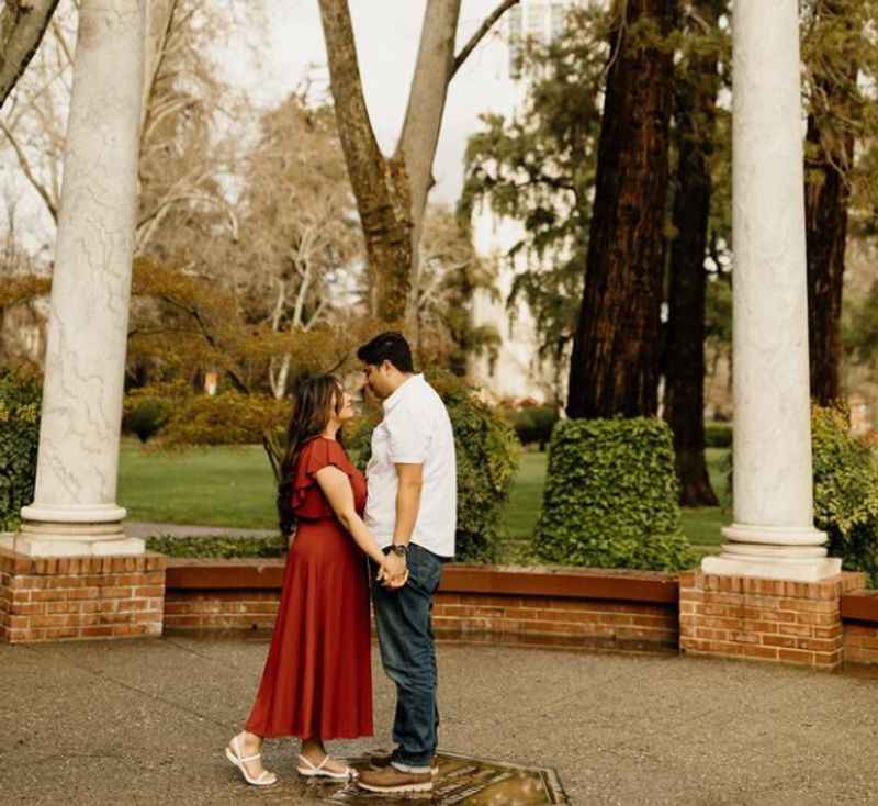 romantic couple at Micke Grove Park 