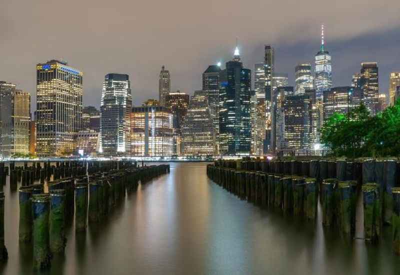 The illuminated skyline at night