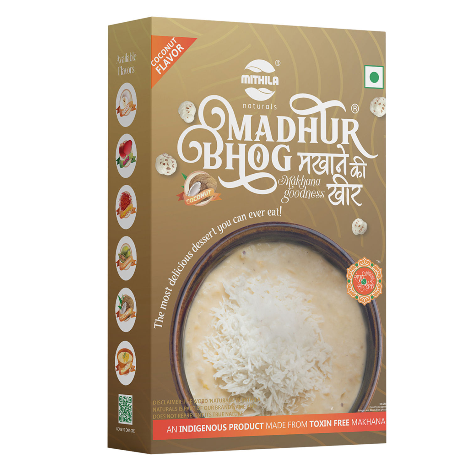 Mithila Naturals Madhur Bhog Instant Makhana Kheer Premix - 100 g | Coconut Flavour