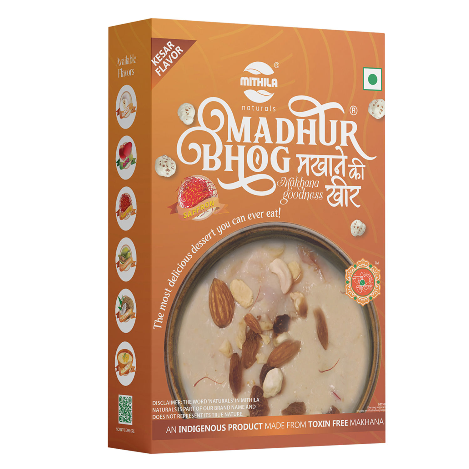Mithila Naturals Madhur Bhog Instant Makhana Kheer Premix - 100 g | Kesar Flavour