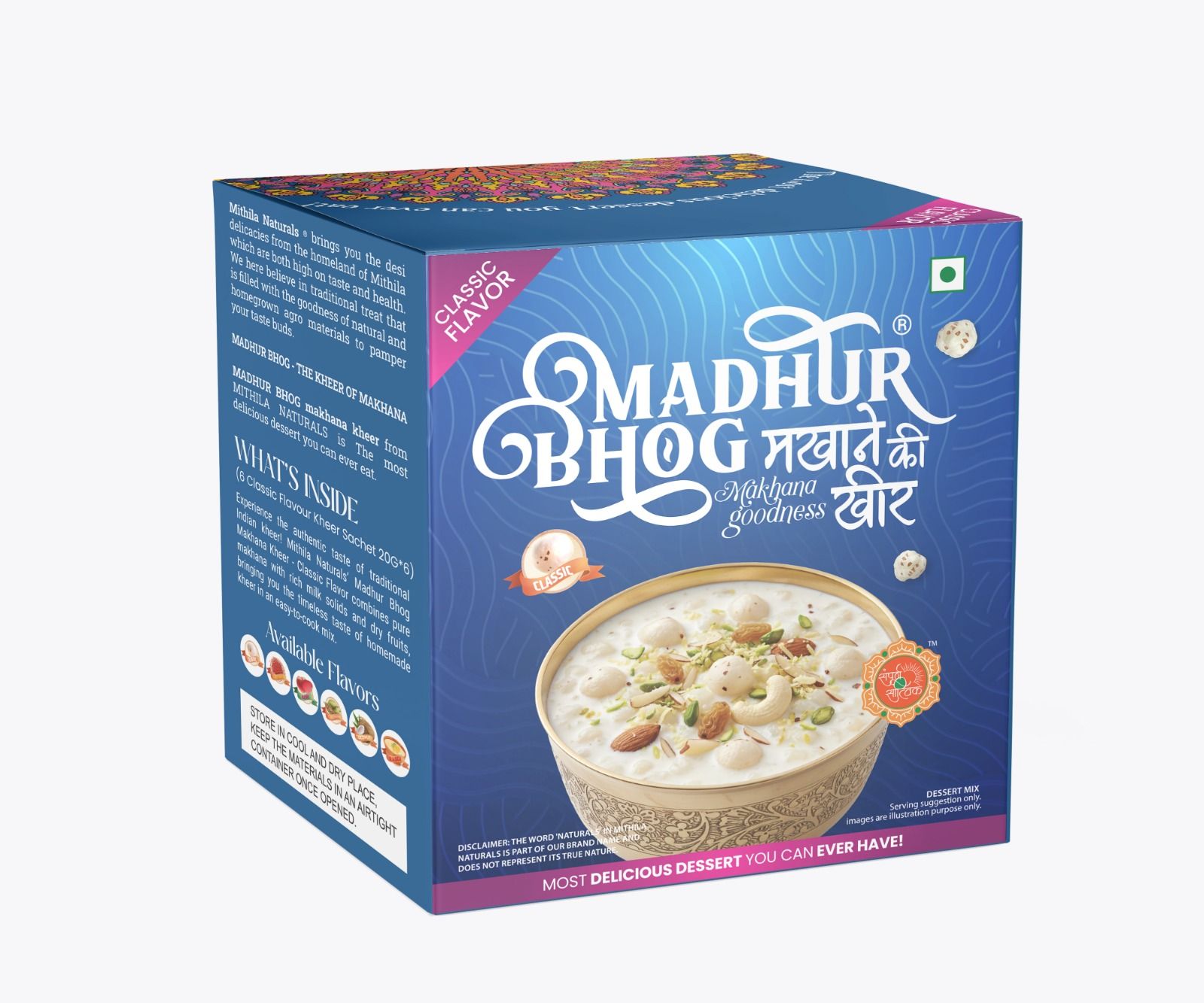 Mithila Naturals Madhur Bhog Instant Makhana Kheer Premix - 120 g (6*20g) | Classic Flavour