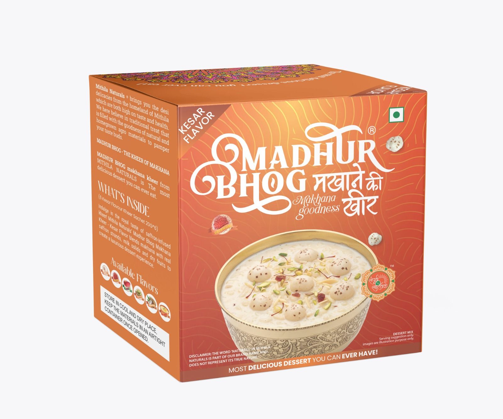 Mithila Naturals Madhur Bhog Instant Makhana Kheer Premix - 120 g (6*20g) | Kesar Flavour