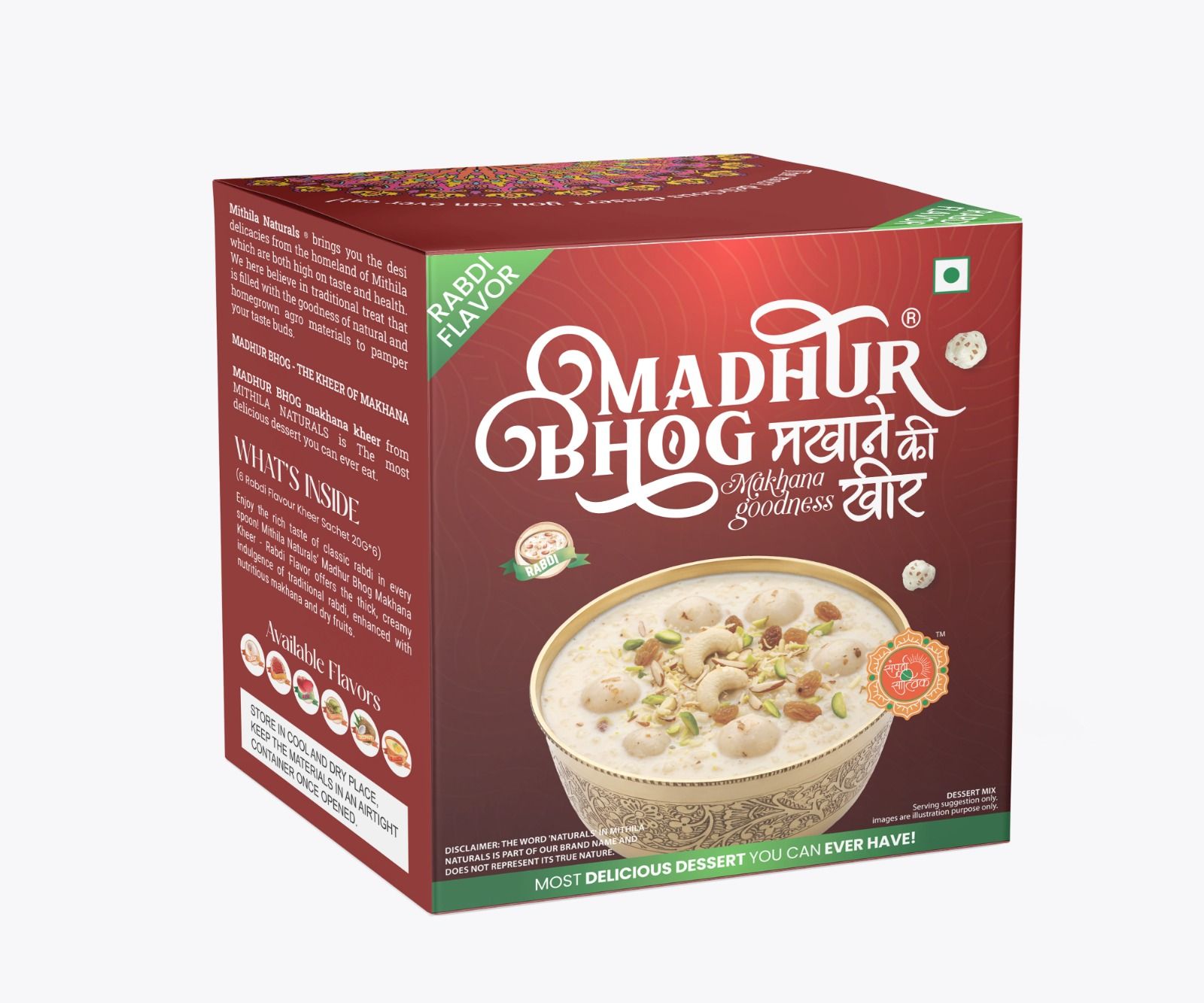 Mithila Naturals Madhur Bhog Instant Makhana Kheer Premix - 120 g (6*20g) | Rabdi Flavour