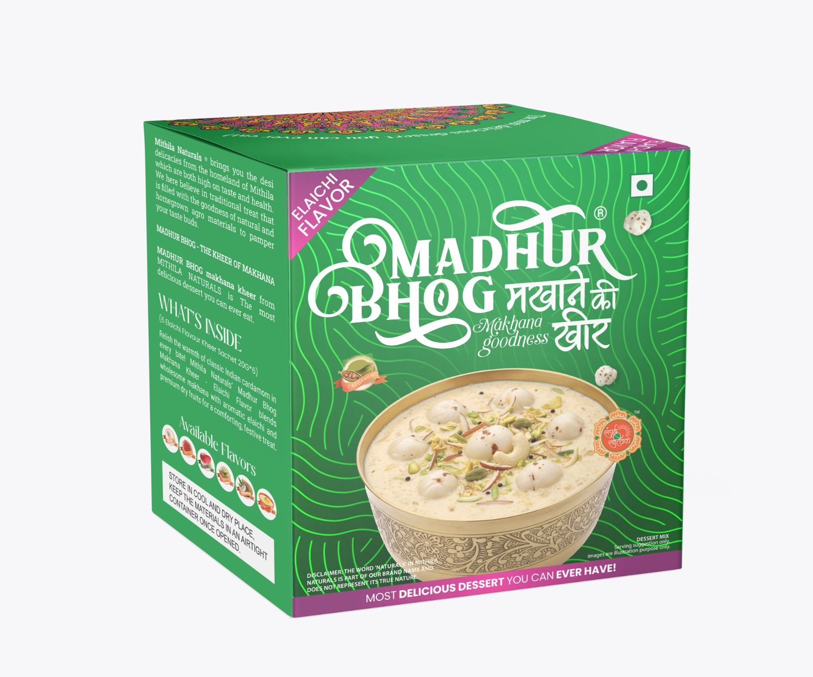 Mithila Naturals Madhur Bhog Instant Makhana Kheer Premix - 120 g (6*20g) | Elaichi Flavour