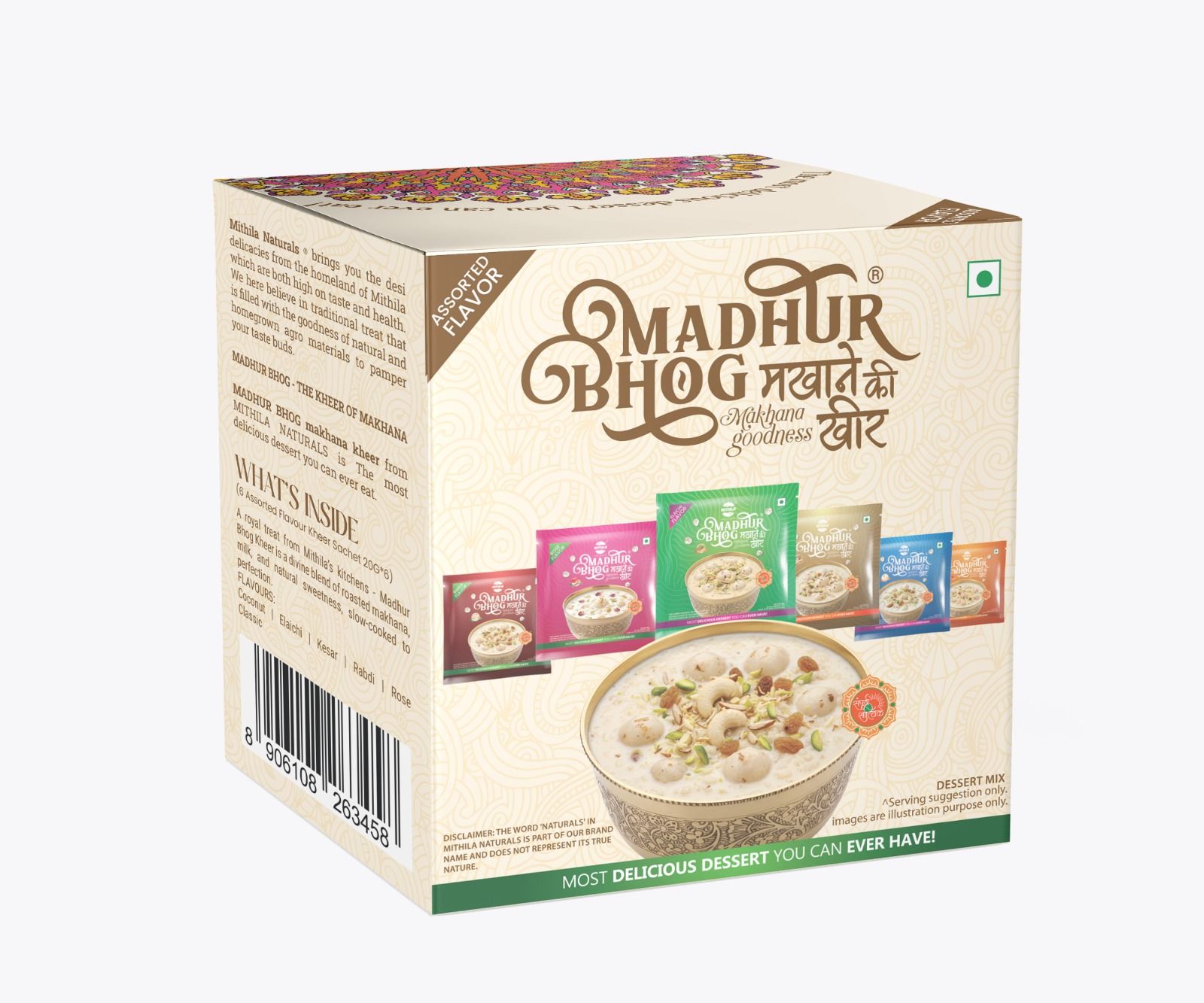 Mithila Naturals Madhur Bhog Instant Makhana Kheer Premix - 120 g (6*20g) | Assorted Flavours