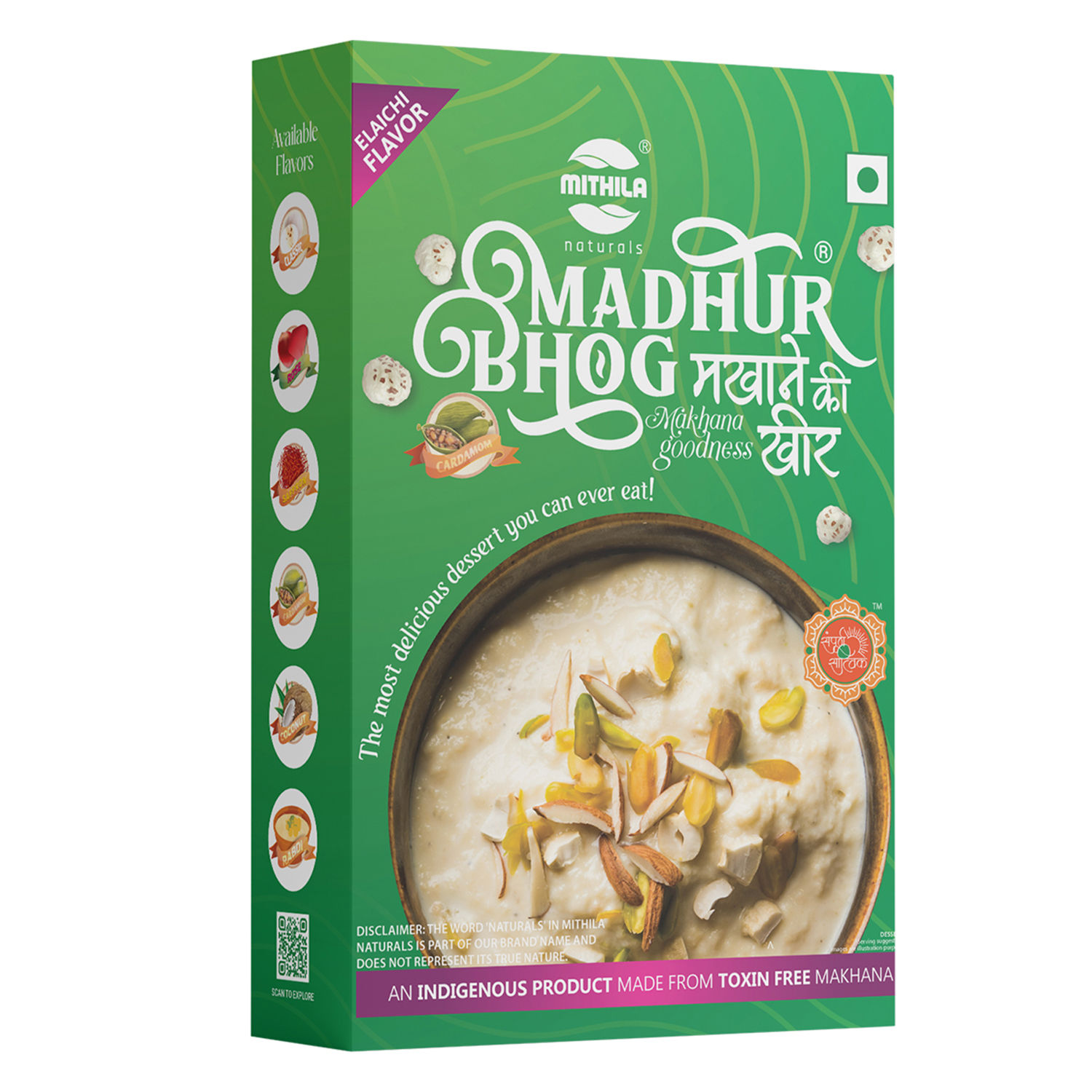 Mithila Naturals Madhur Bhog Instant Makhana Kheer Premix - 100 g | Elaichi Flavour