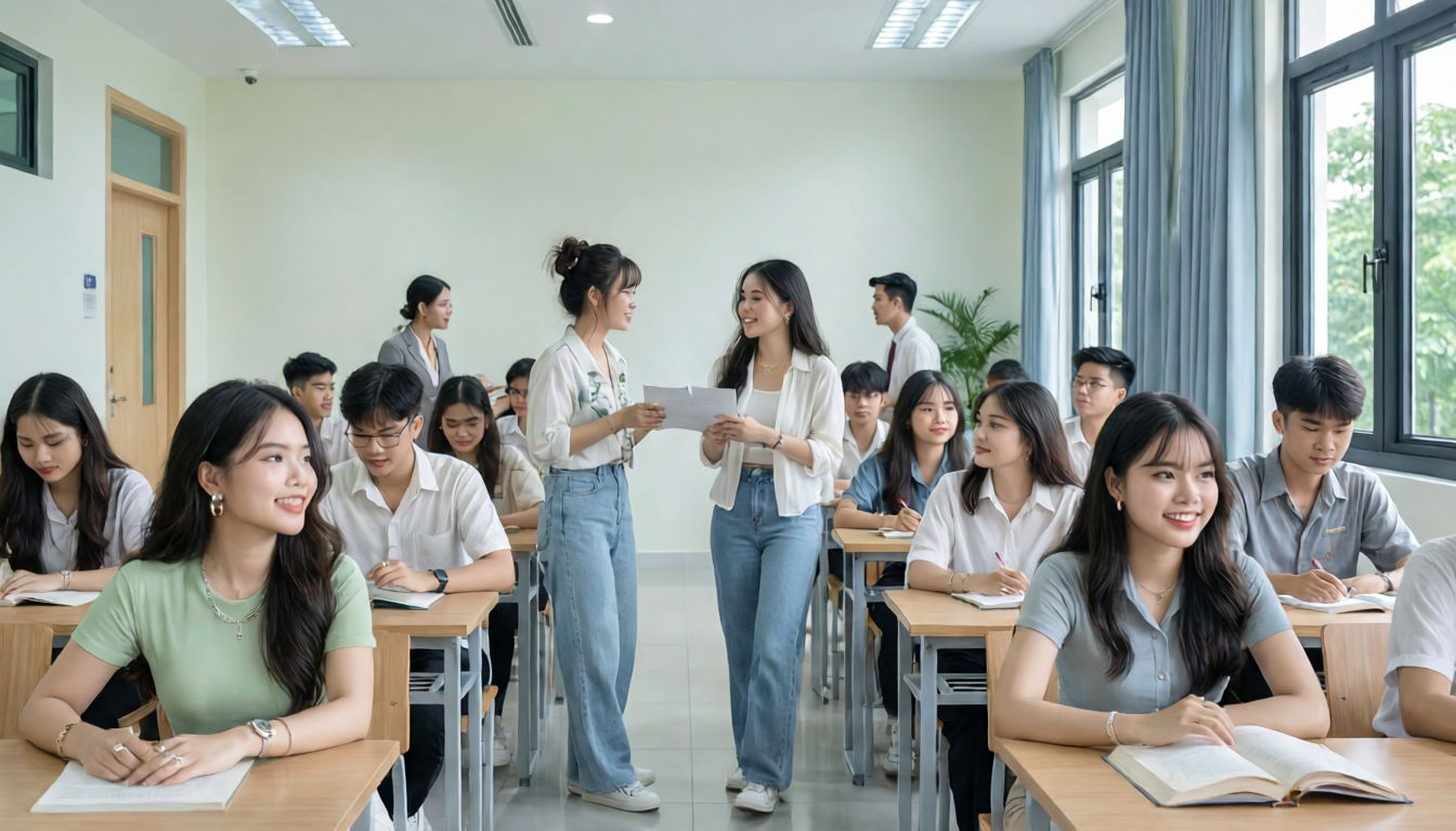 Một lớp học đang diễn ra tại trung tâm giáo dục