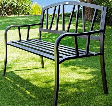 Banc De Jardin REKORD Spartan BIS - Banc Extérieur Robuste En Métal Et Bois Acajou 196x64x76 Cm, Avec Dossier, Idéal Pour Parc, Terrasse Ou Devanture