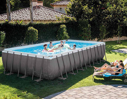 Piscine tubulaire rectangulaire grise Intex de grand volume