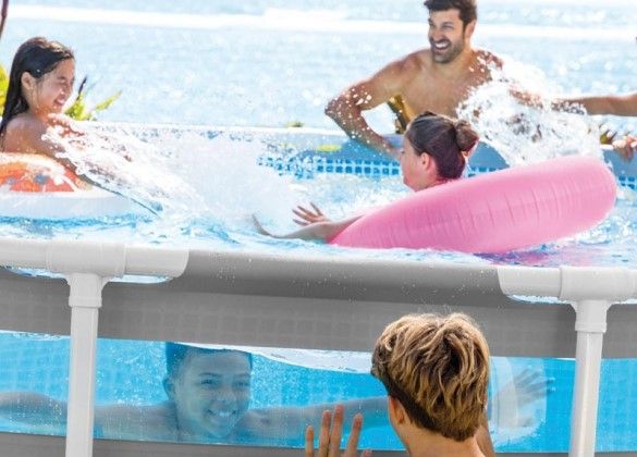 Piscine tubulaire avec fenêtre pour voir à l'intérieur