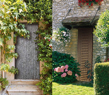 Rideaux de porte en tissu et en bois