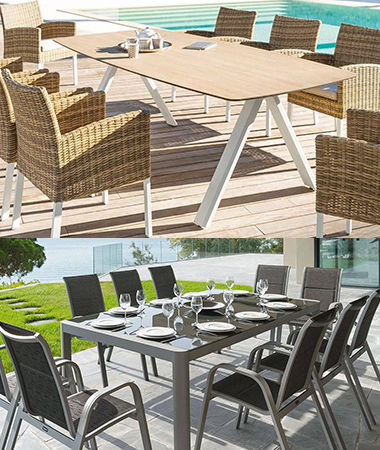 Table en bois et table en métal avec leurs chaises assorties