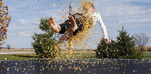 Enfant rebondissant sur un trampoline