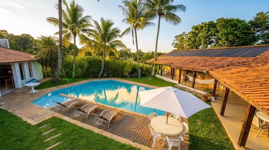 Área de lazer gramada da Chácara da Vó Estela