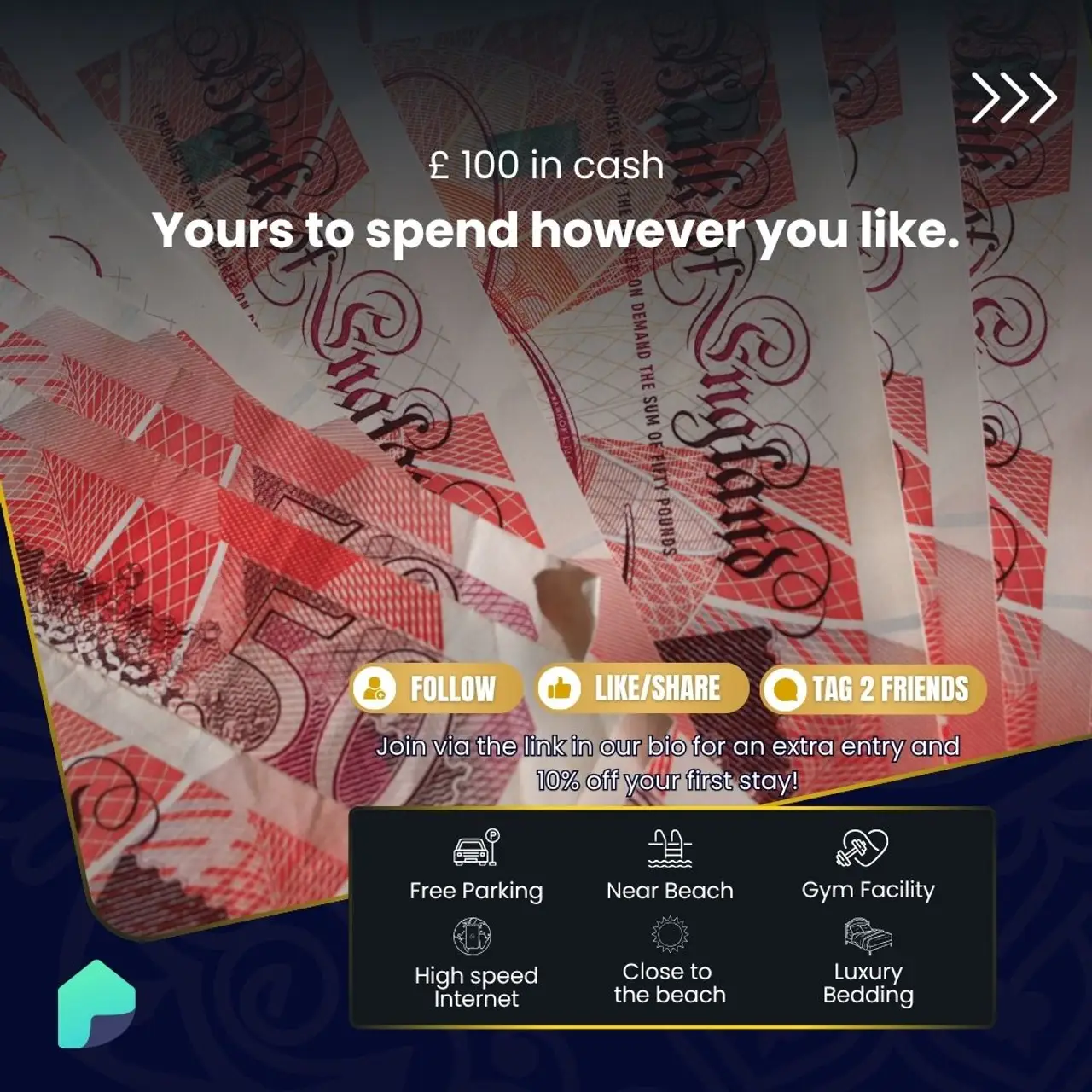 £100 in cash - British pound sterling banknotes prize money