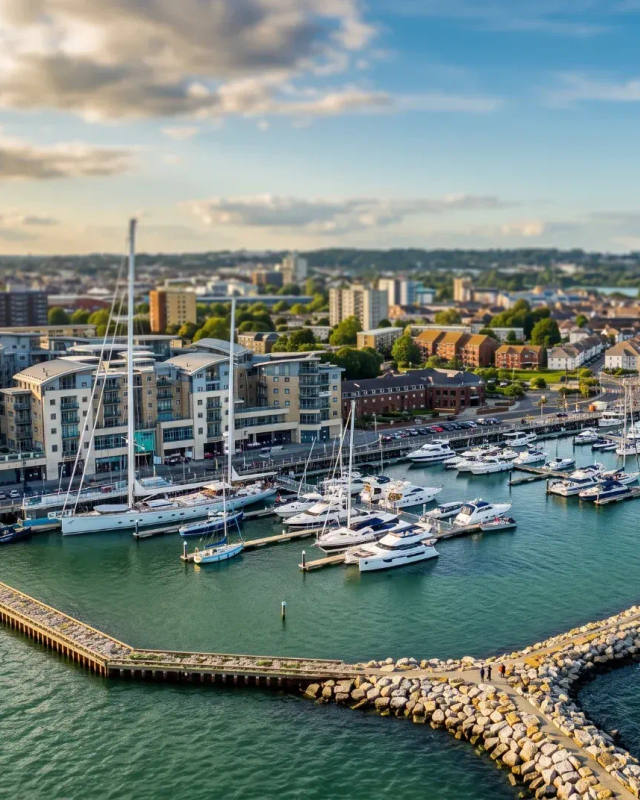 Aerial view of the marina in Poole Harbour