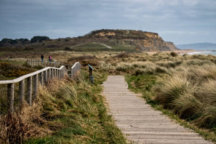 The boardwalk across Hengistbury Head towards Mudeford