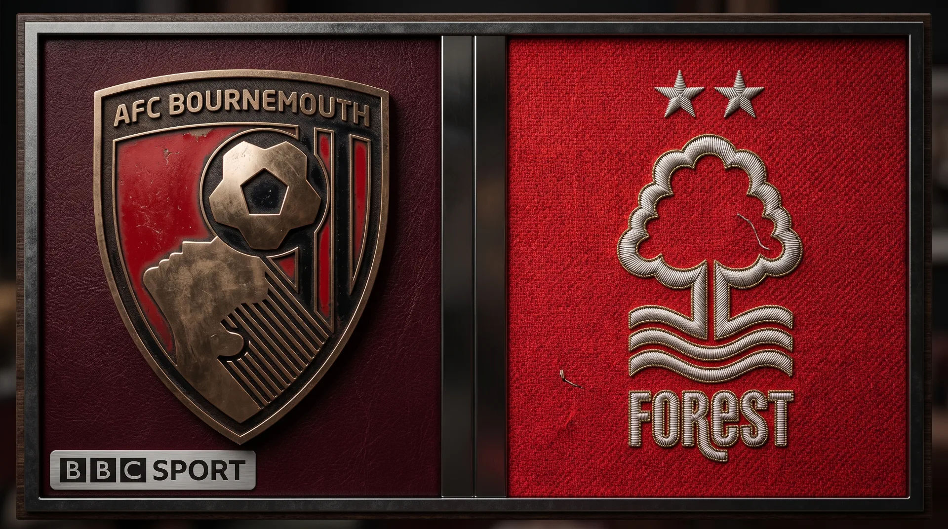 AFC Bournemouth and Nottingham Forest club crests on a textured background