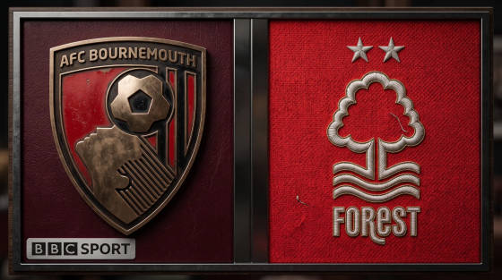 AFC Bournemouth and Nottingham Forest logos on a textured background