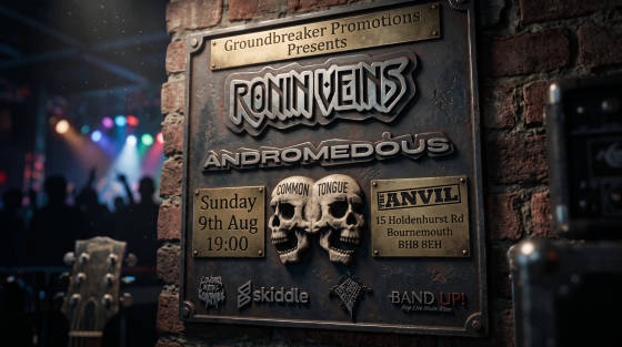 Event poster for Ronin Veins and Andromedous at The Anvil