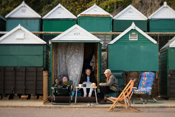 A family day at a Bournemouth beach hut