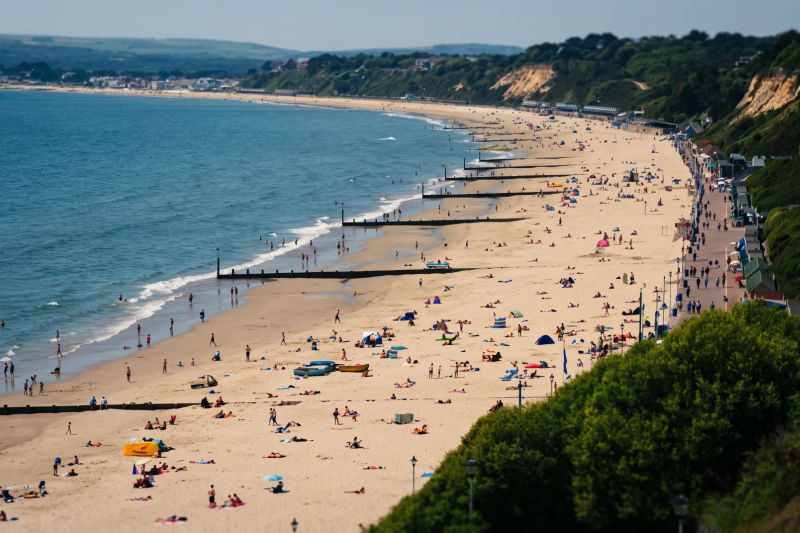 Bournemouth beach on a busy summer day