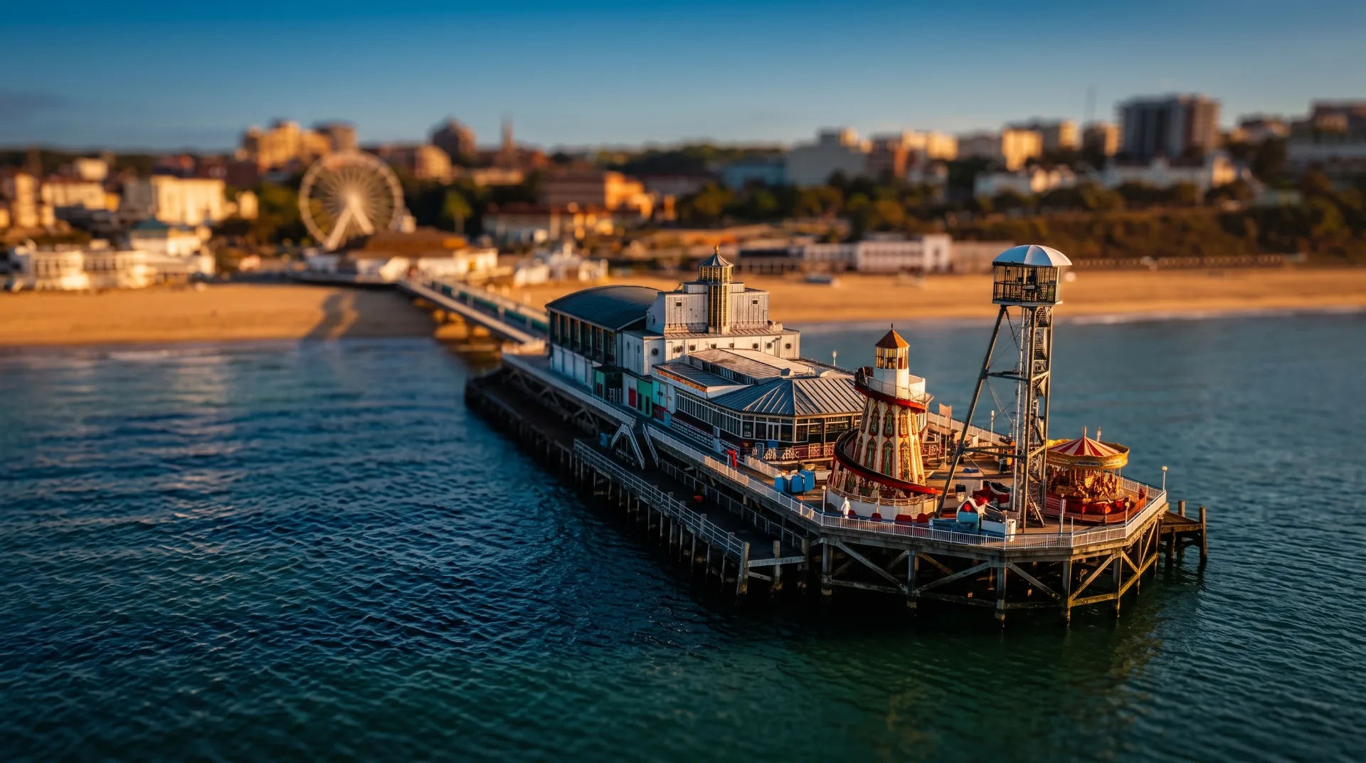 Aerial view of Bournemouth Beach and pier
