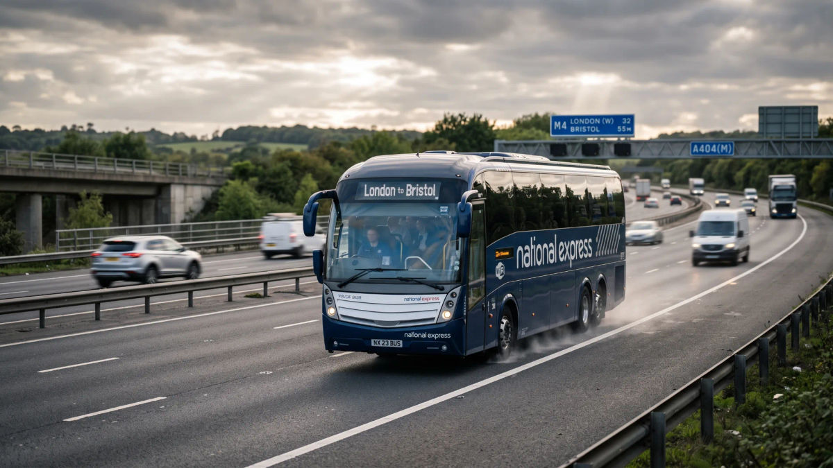 A coach on the motorway