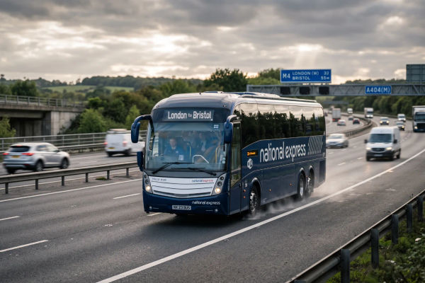 A coach on the motorway