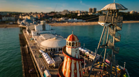 Bournemouth Pier featuring a spiral slide and observation tower