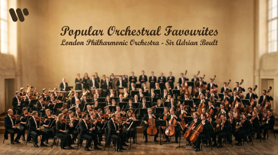 A large orchestra in formal attire performing on stage