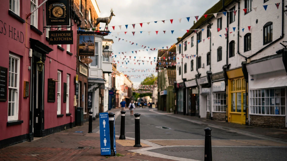 Bunting over a street in Poole old town