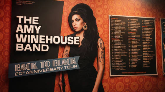 Poster featuring Amy Winehouse with tour dates for Back to Black anniversary