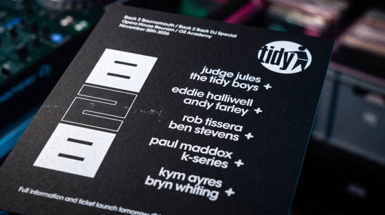 Black flyer for Tidy DJ event featuring various artists