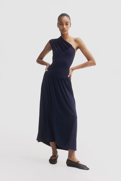 Gathered one-shoulder dress