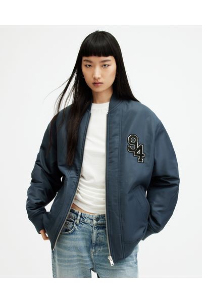 Scout Oversized Tiger Bomber Jacket Petrol Blue | ALLSAINTS